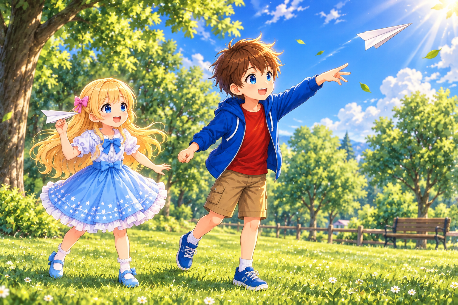 Alice and Bob playing with a paper plane